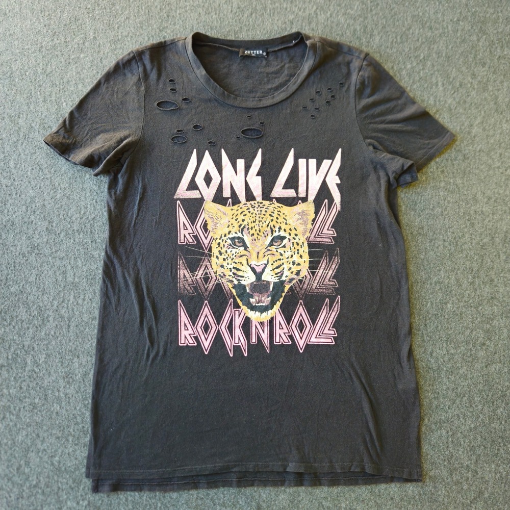Long Live Rock N Roll Leopard Cut Out T-Shirt Sz Small Grunge Punk Streetwear